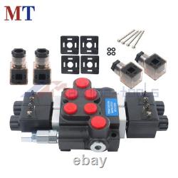 12V DC 2 Spool 13 GPM Hydraulic Solenoid Control Valve Double Acting 3600PSI