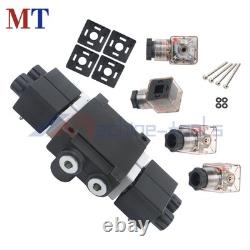 12V DC 2 Spool 13 GPM Hydraulic Solenoid Control Valve Double Acting 3600PSI