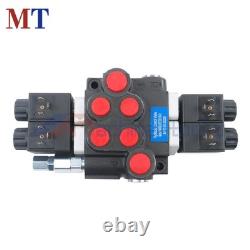 12V DC 2 Spool 13 GPM Hydraulic Solenoid Control Valve Double Acting 3600PSI