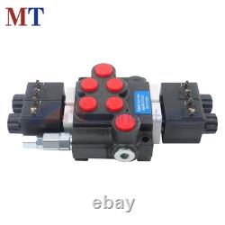 12V DC 2 Spool 13 GPM Hydraulic Solenoid Control Valve Double Acting 3600PSI