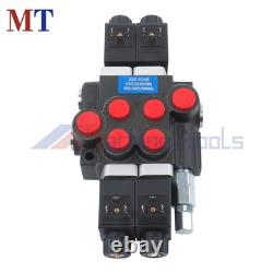 12V DC 2 Spool 13 GPM Hydraulic Solenoid Control Valve Double Acting 3600PSI