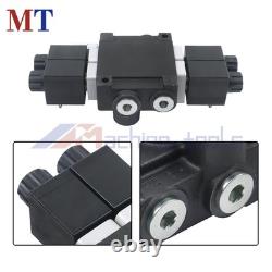 12V DC 2 Spool 13 GPM Hydraulic Solenoid Control Valve Double Acting 3600PSI