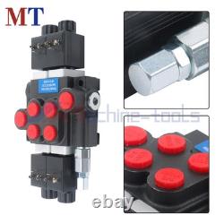 12V DC 2 Spool 13 GPM Hydraulic Solenoid Control Valve Double Acting 3600PSI