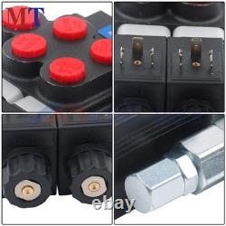 12V DC 2 Spool 13 GPM Hydraulic Solenoid Control Valve Double Acting 3600PSI