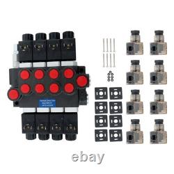 13 GPM 3600PSI 4 Spool Solenoid 12V DC Hydraulic Control Valve Double Acting