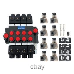 13 GPM 3600PSI 4 Spool Solenoid 12V DC Hydraulic Control Valve Double Acting