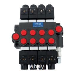 13 GPM 3600PSI 4 Spool Solenoid 12V DC Hydraulic Control Valve Double Acting