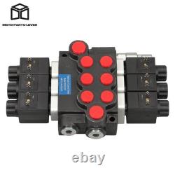 13 GPM 3600 PSI 3Spool Solenoid 12V DC Hydraulic Control Valve Double Acting