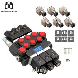 13 GPM 3600 PSI 3 Spool Solenoid 12V DC Hydraulic Control Valve Double Acting