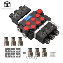 13 GPM 3600 PSI 3 Spool Solenoid 12V DC Hydraulic Control Valve Double Acting