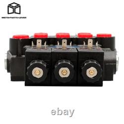 13 GPM 3600 PSI 3 Spool Solenoid 12V DC Hydraulic Control Valve Double Acting