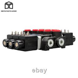 13 GPM 3600 PSI 3 Spool Solenoid 12V DC Hydraulic Control Valve Double Acting