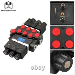 13 GPM 3600 PSI 3 Spool Solenoid 12V DC Hydraulic Control Valve Double Acting