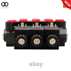 13 GPM 3 Spool, Hydraulic Monoblock Solenoid Motor Control Valve 12V DC 3600 PSI