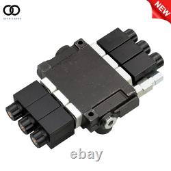 13 GPM 3 Spool, Hydraulic Monoblock Solenoid Motor Control Valve 12V DC 3600 PSI