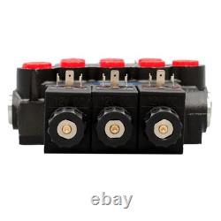 13 GPM 3 Spool Solenoid Hydraulic Control Valve Double Acting 3600 PSI 12V DC