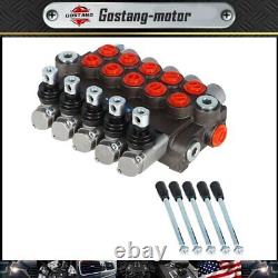 13 GPM 5 Spool 3600 PSI SAE Ports Hydraulic Control Valve Double Acting