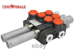 1x Floating 2 Spool Hydraulic Directional Control Valve 11gpm 40L cable kit