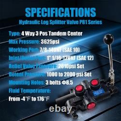 21GPM 3625PSI 4 Way 3 Pos Hydraulic Valve Tandem Center Mount Controller