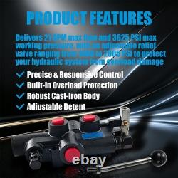 21GPM 3625PSI 4 Way 3 Pos Hydraulic Valve Tandem Center Mount Controller