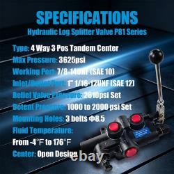 21GPM 3625PSI 4 Way 3 Pos Hydraulic Valve Tandem Center Mount Controller
