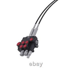 21GPM Hydraulic Directional Valve P80 2 Spool Remote Control Kit with Cables