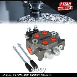 25 GPM 2 Spool Hydraulic Directional Control Valve 3000 PSI, BSPP Interface