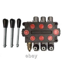 25 GPM Double Acting Directional Hydraulic Control Valve 3 Spool 3/4 NPT