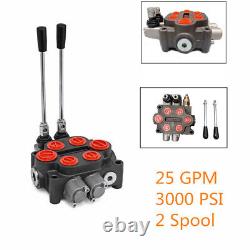 2Spool 25GPM Hydraulic Control Valve Double Acting 1500-3000PSI with Joystick