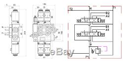 2 Bank Hydraulic Solenoid Control Spool Valve, 1/2 / 3/8 BSP, 50lpm, 12 / 24v