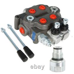 2 Spool 25GPM Hydraulic Directional Control Valve Tractor BSPP + Conversion Plug