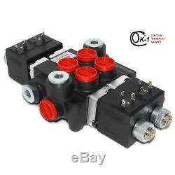 2 Spool Hydraulic Monoblock Directional Solenoid Control Valve, 13 GPM, 12V 50L
