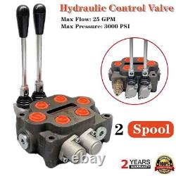 2 Spool Hydraulic Monoblock Double Acting Control Valve, 25 GPM, SAE Ports US