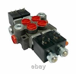 2 Spool Solenoid 12V DC Hydraulic Control Valve Double Acting 13 GPM 3600 PSI