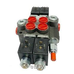 2 Spool Solenoid 12V DC Hydraulic Control Valve Double Acting 13 GPM 3600 PSI