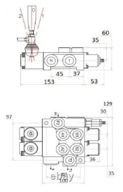 2 x Single Acting 2 Spool Hydraulic Directional Control Valve 11gpm 40L 2x SA