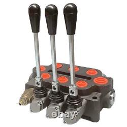 3000PSI 25GPM Hydraulic Spool Valve 3 Spool Tractors Loaders 1/2 NPT Work Ports
