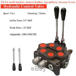 3000PSI Hydraulic Control Valve 2 Spool Loader For Small Tractor 3/4 BSP 25GPM