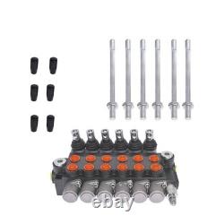 3600PSI Hydraulic Control Valve Double Acting 6 Spool 13 GPM SAE Ports New
