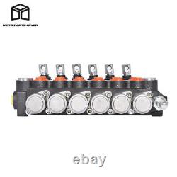3600 PSI 6 Spool Hydraulic Control Valve Double Acting 13 GPM SAE Ports