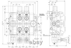 39,5 GPM (150L) Hydraulic Sectional Control Valve with 3 Levers, 1 BSP