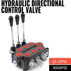 3Spool Hydraulic Control Valve 25 GPM Adjustable Tractors loaders 3000PSI USA