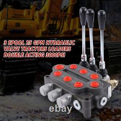 3Spool Hydraulic Control Valve 25 GPM Adjustable Tractors loaders 3000PSI USA