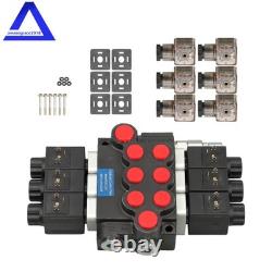 3 Spool, 13 GPM, Hydraulic Monoblock Solenoid Directional Control Valve 12V DC