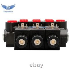 3 Spool 13 GPM Solenoid 12V DC Hydraulic Control Valve Double Acting 3600 PSI