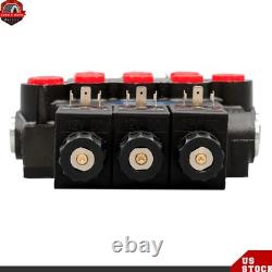 3 Spool 13 GPM Solenoid Hydraulic Control Valve Double Acting 3600 PSI 12V DC