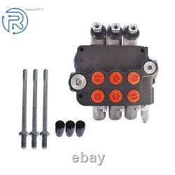 3 Spool 21 GPM Hydraulic Monoblock Double Acting Control Valve SAE Ports NEW