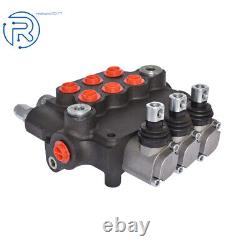 3 Spool 21 GPM Hydraulic Monoblock Double Acting Control Valve SAE Ports NEW