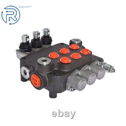 3 Spool 21 GPM Hydraulic Monoblock Double Acting Control Valve SAE Ports NEW