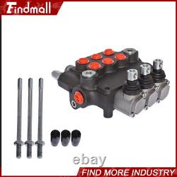 3 Spool 21 GPM Hydraulic Monoblock Double Acting Control Valve SAE Ports NEW